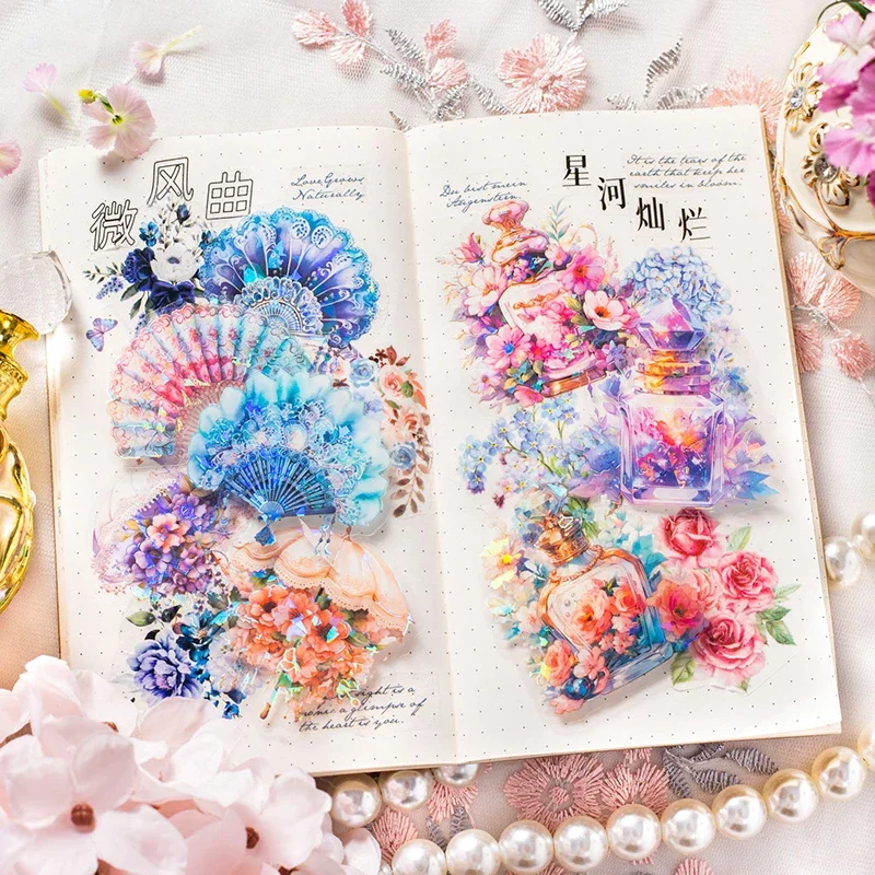 20Sheets Stickers Princess Diary Shell Light Handbook Decorative Material Sticker Collage School Supplies Scrapbook Cut 128*85MM