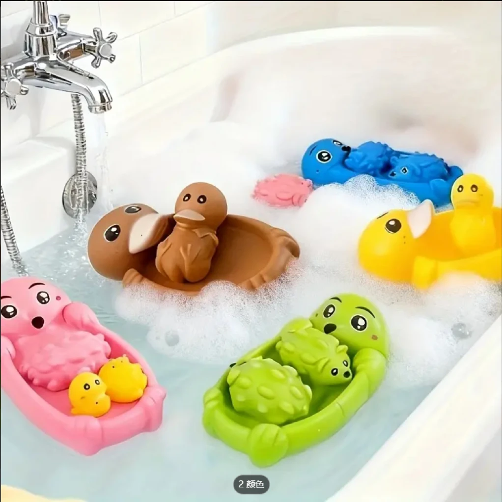 カラフルなデザインの可愛い動物の親子お風呂おもちゃセットで、赤ちゃんの沐浴時間を2倍楽しめます。