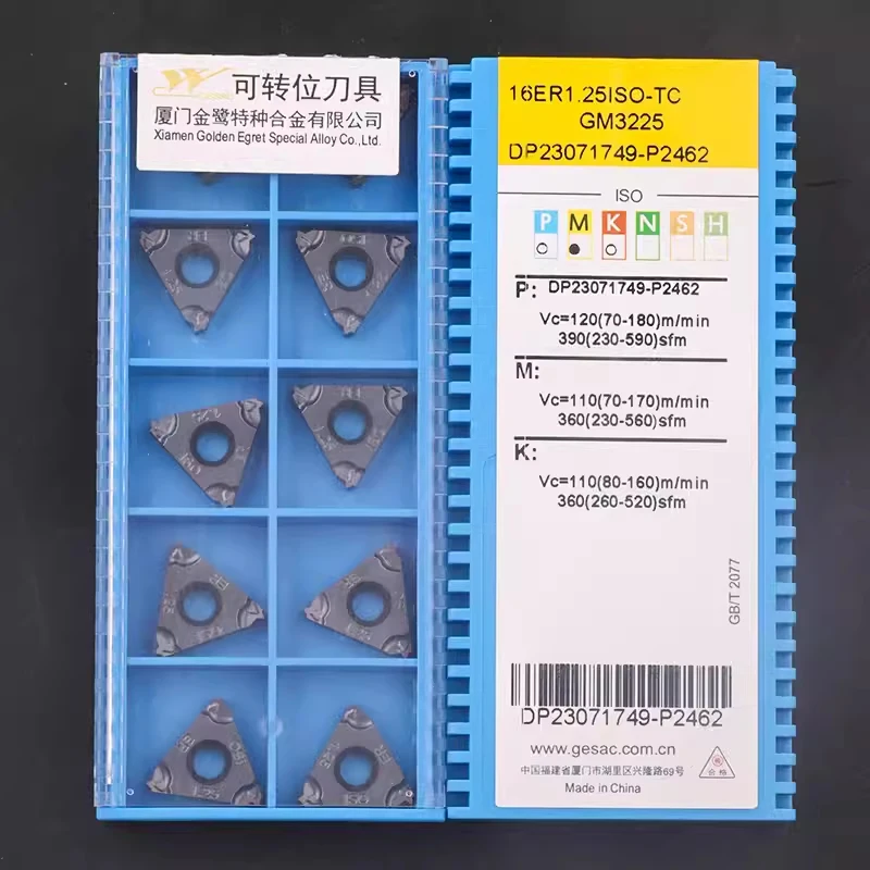 Torno CNC rosca transformando inserções, 100% Original 16ER, AG60, AG55, 1.0ISO, 1.5ISO, 2.0ISO, 3.0ISO, 11W, 14W, 19W, TC, GM3225, 10pcs