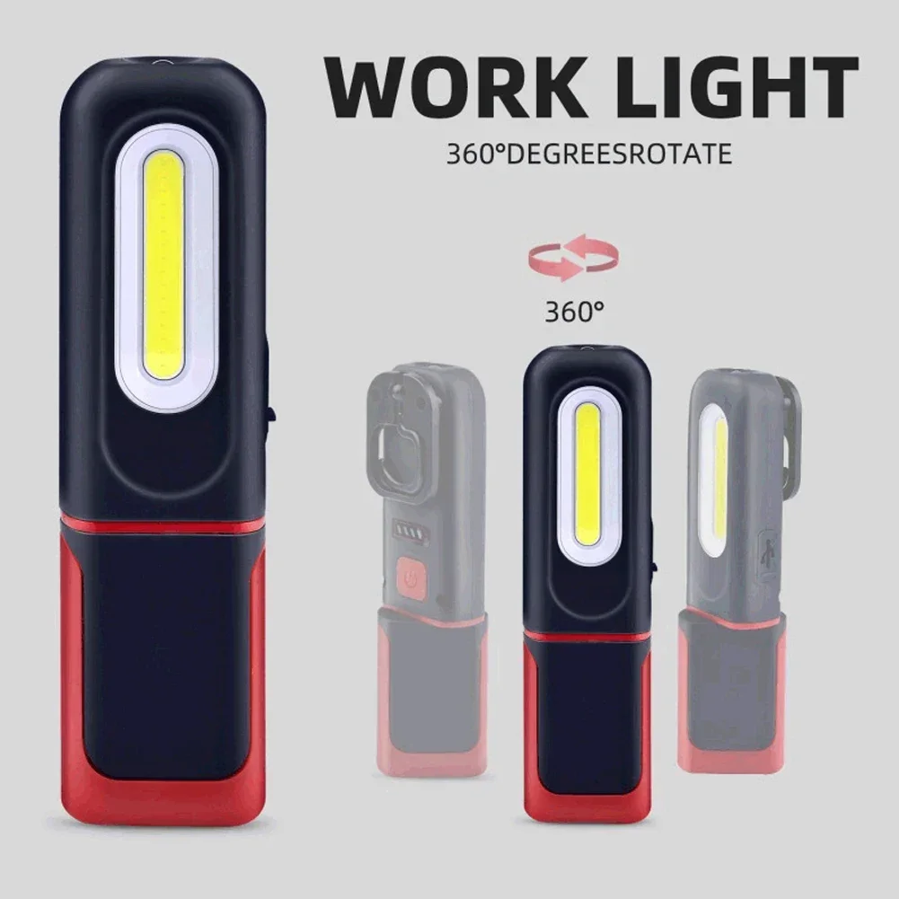 Portable Car Detailing Inspection Light COB Work Light USB Rechargeable Magnetic LED Flashlight Hanging Lamp Camping Torch