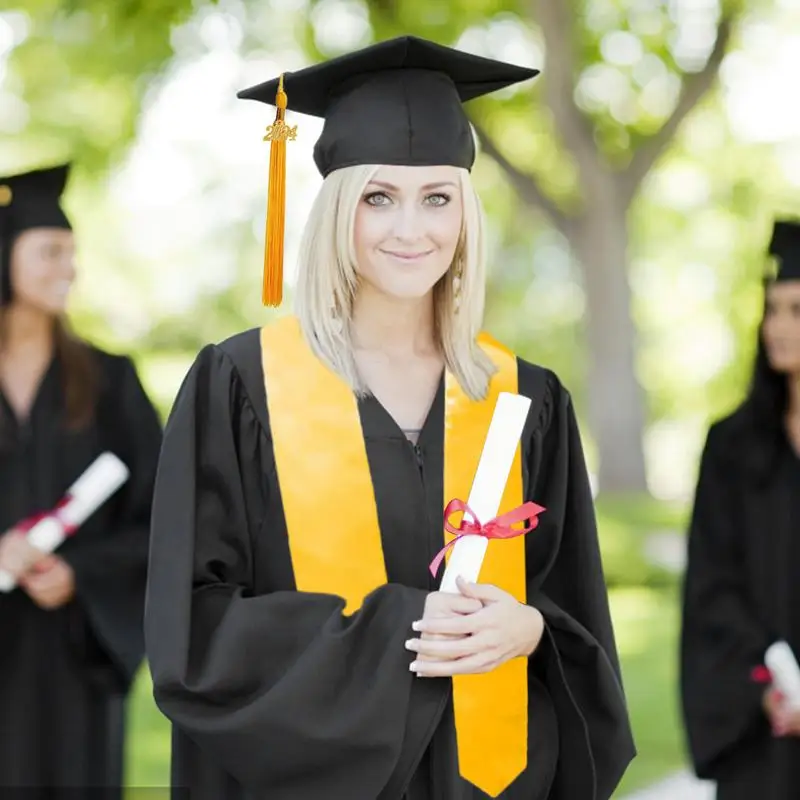 Conjunto de gorros y bata de graduación para adultos, traje de despedida de soltera, conjunto de 5 piezas