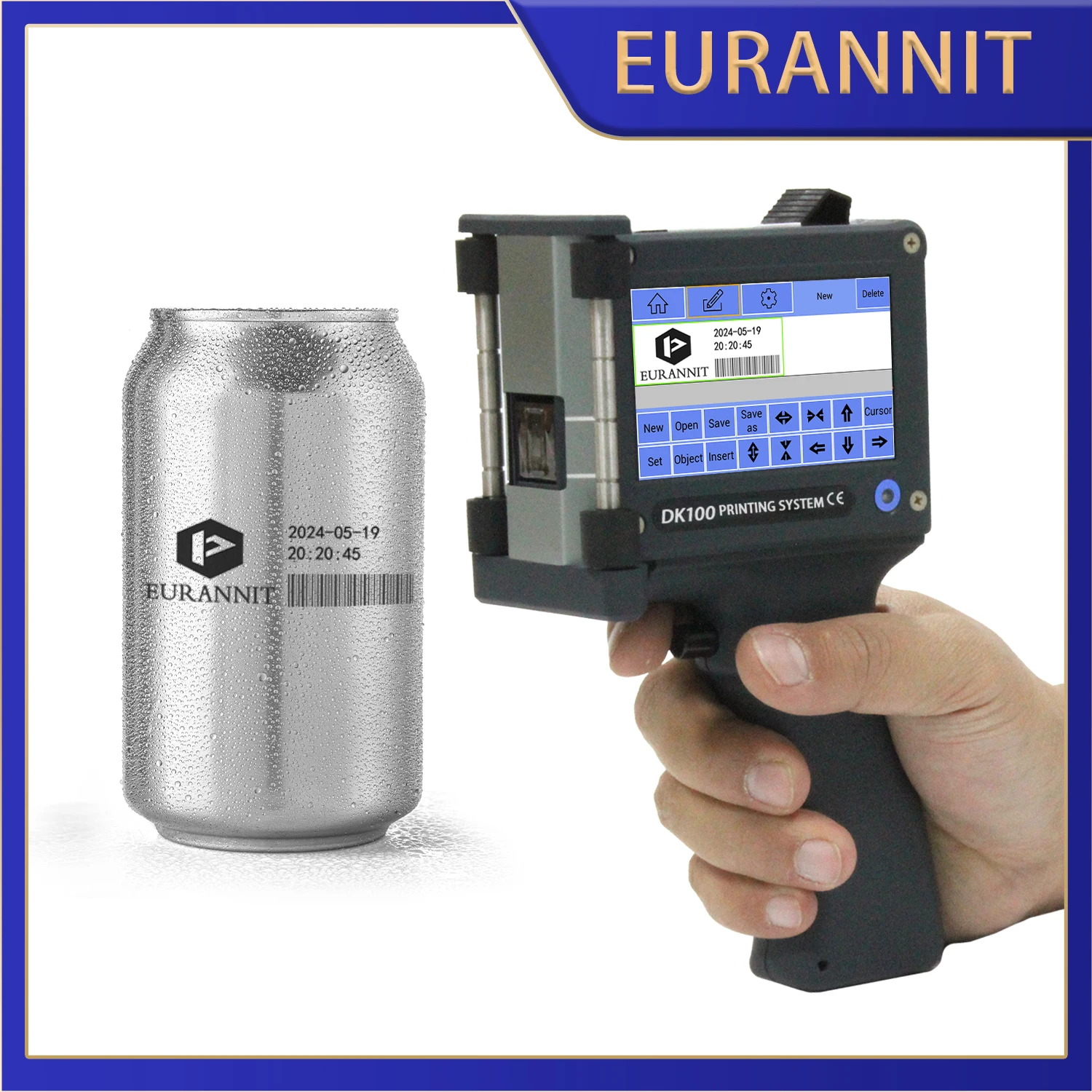 EURANNIT DK100 المتقدمة 12.7 مللي متر طابعة محمولة QR الباركود شعار النص تاريخ التسمية طابعة يده آلة الطباعة النافثة للحبر الحرارية