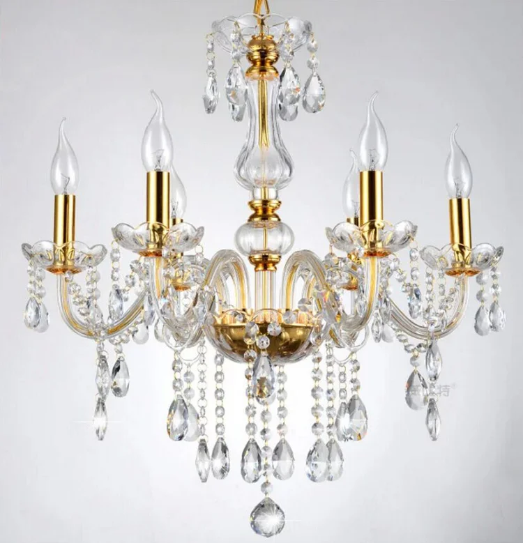 

Free Shipping 6 Arms Modern Crystal Chandelier Lustre Light for Room Decor with 100% K9 Crystal Pendant Lights