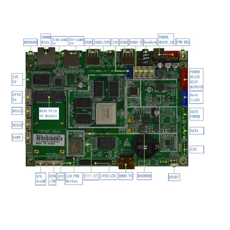 SM-3566 Android ARM Linux  NFC 4G WIFI  USB Bluetooth 4K Motherboard  PCBA Low Power AI Industrial Board ARM Cortex-A17 2 OZ