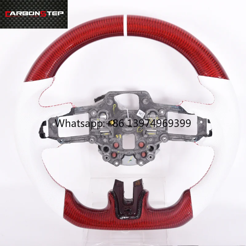 2022 New Style Custom Led Real Leather Carbon Fiber Sport Car Steering Wheel for Ford