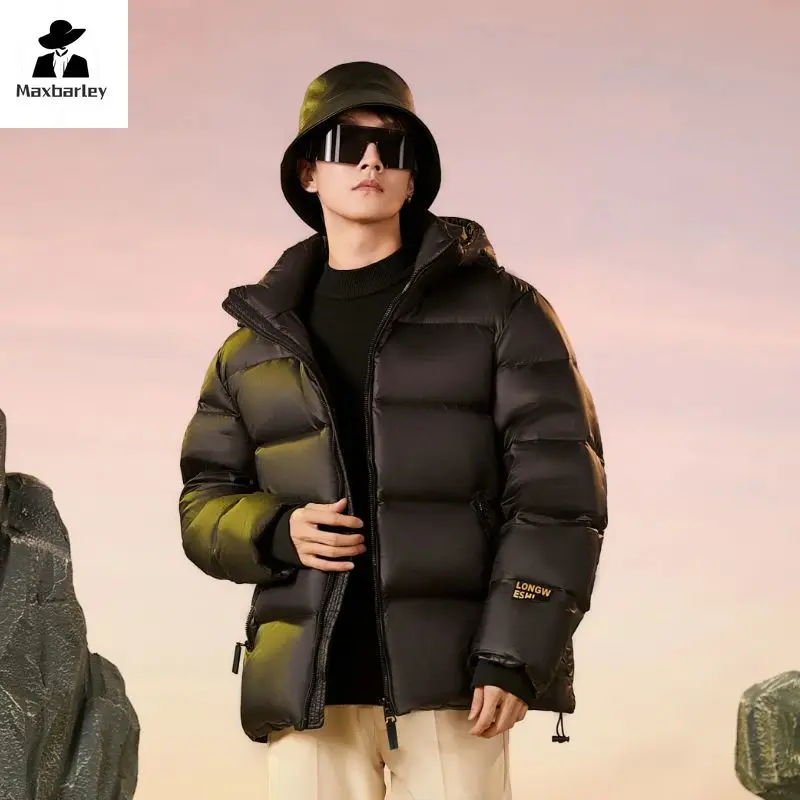 

Black Gold Short Down Jacket Men's High-end Glossy Warm 90% White Duck Down Coat Winter New Technology Cold Proof Snow Jacket