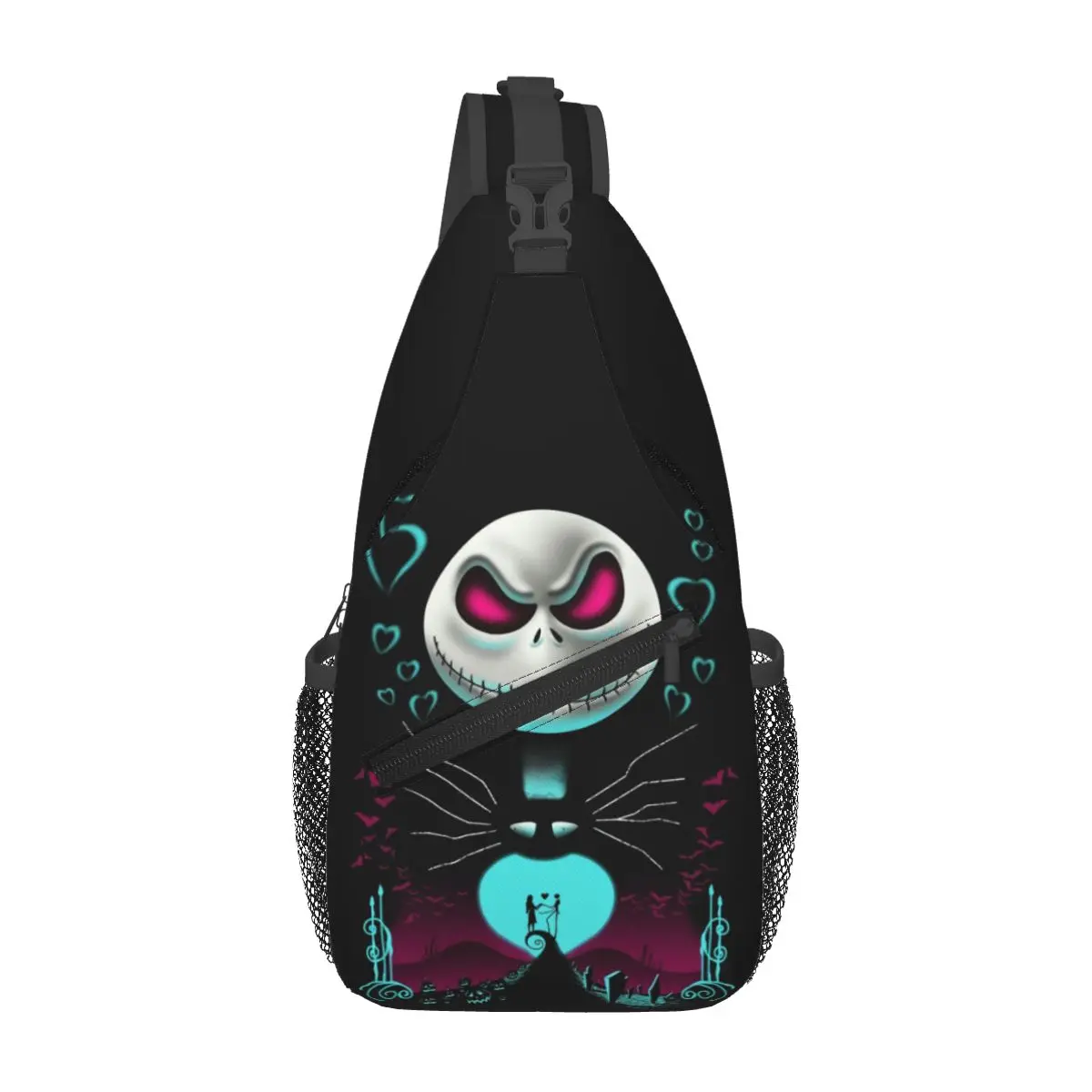 Custom Jack Skellington Shoulder Crossbody Chest Backpack Women Men Shoulder Chest Bags Sling Bag Nightmare Before Christmas Bag