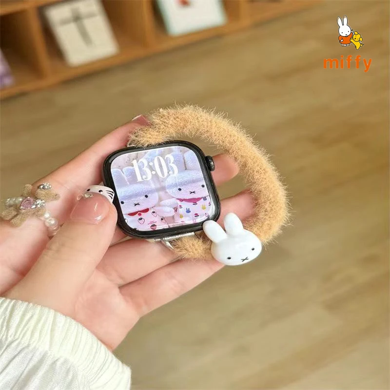 Cute Miffy Watch Band Suitable for Iwatch Ultra 10 9 Multicolor Simplicity Plush Watch Strap Anime Accessories Girl Perfect Gift