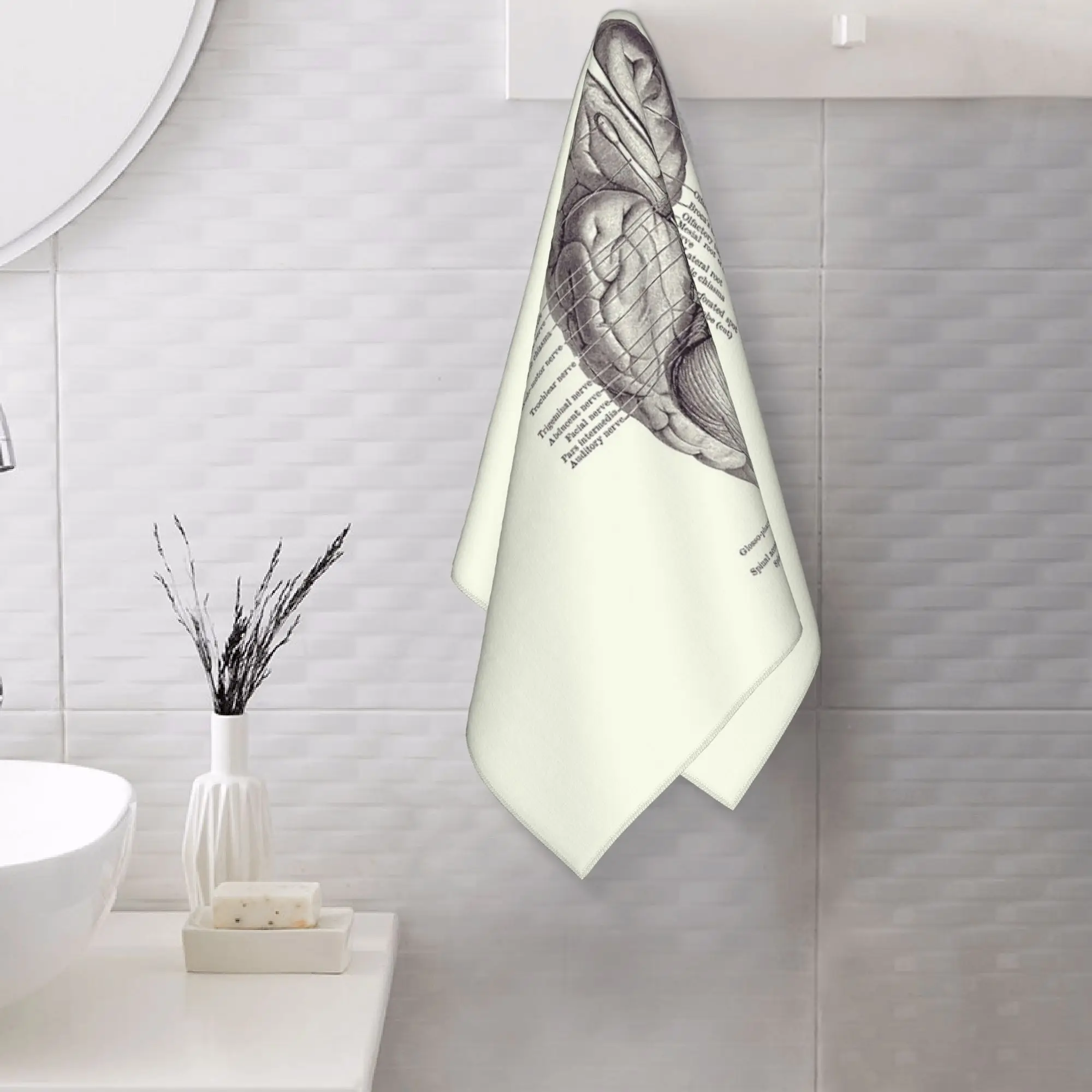 Custom Brain Nervous System Diagram - Vintage Anatomy Soft Face Towel Quick Dry Pool Bath Cotton Towels Breathable