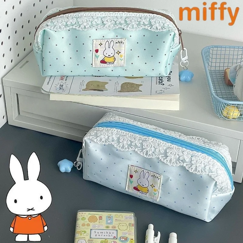 

Cute Miffy Rabbit New Sweet Creative Cartoon Pattern Simple Fashion Large Capacity Portable Pencil Case Stationery Storage Bag