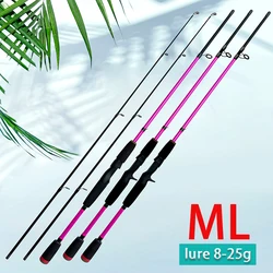 Long Casting Spinning canne da pesca 1.65m 1.8m Jigging Lure peso 8g-25g ML Lure canna da pesca Ultralight Carbon Solid Tip Pink