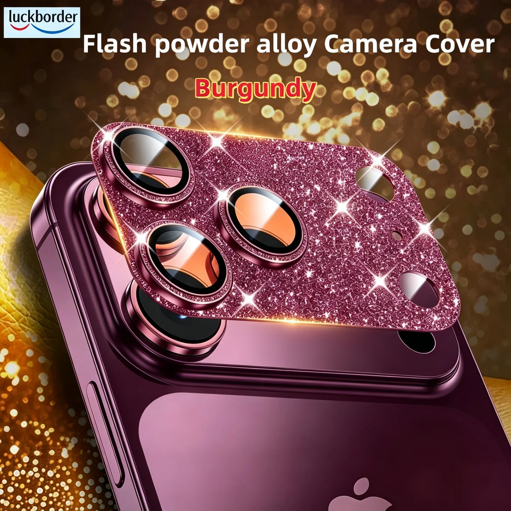Protection d'objectif d'appareil photo pailletée pour iPhone 18 17 Pro Max [Compatible avec les coques] Protection d'écran arrière en verre trempé métallique