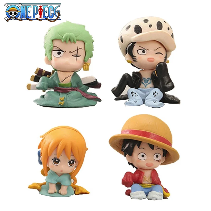 Q Version Anime One Piece Figure Luffy Gasha Nami Zoro Trafalgar Action Figure Pvc Statue Model Collection Desk Decora Toy Gifts