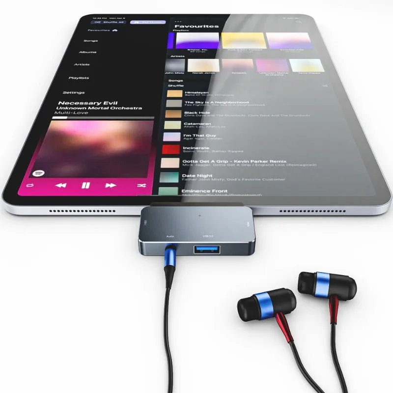 

AT82-USB-C 4-In-1 Hub For Ipad Pro- -Compatible, USB 3.0 Port, 3.5Mm Headphone Jack, PD Fast Charge Support