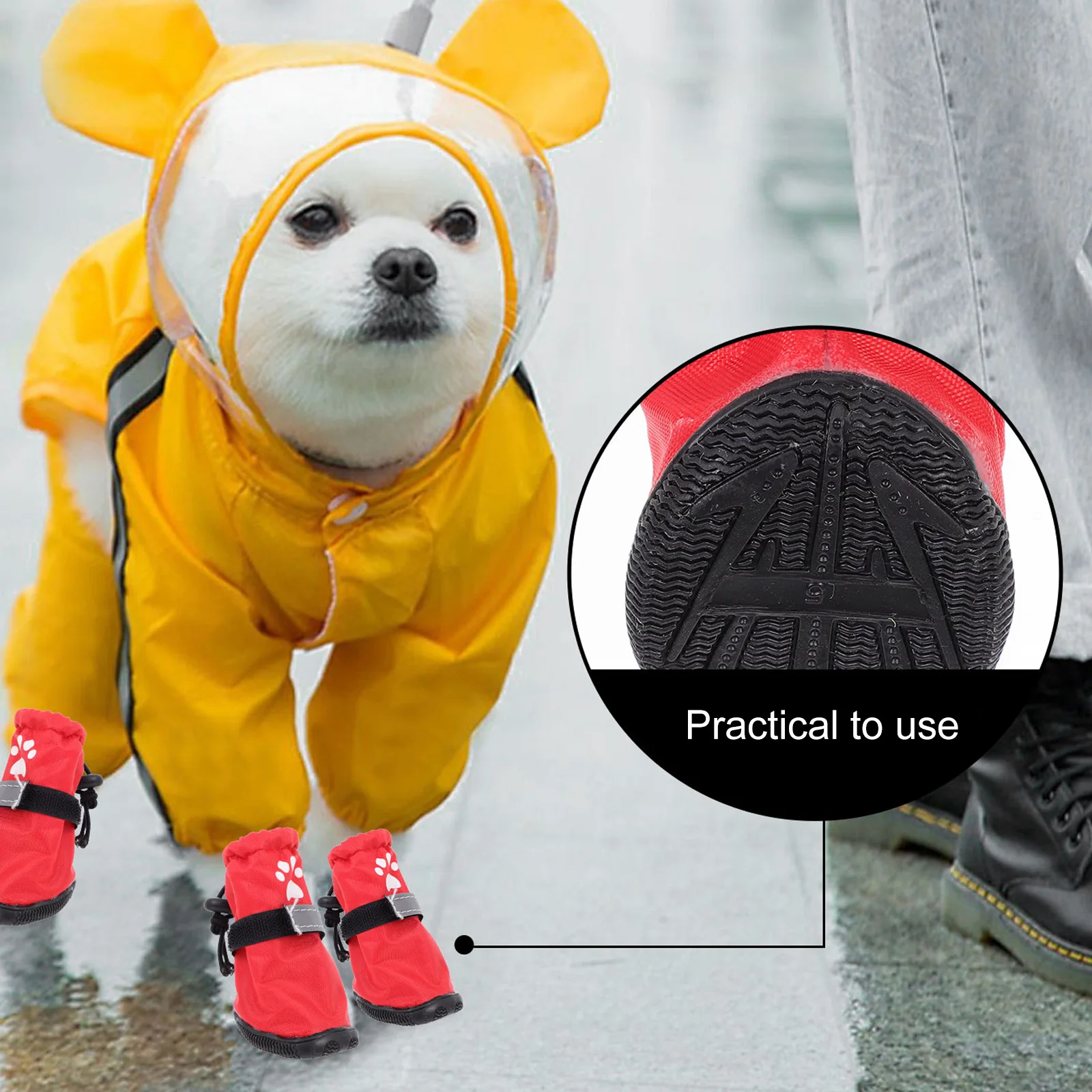 

Waterproof Shoes Polyester Red Outdoor Pet Boots Protector Dog Boot Size Pet Supplies Dog Fashion Anti Slip