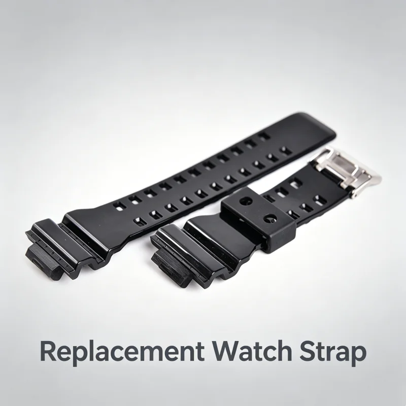 Black Silicone Rubber Watch Strap With Metal Buckle Men Sport Diving Replacement Watch Band Accessories Compatible For Watches