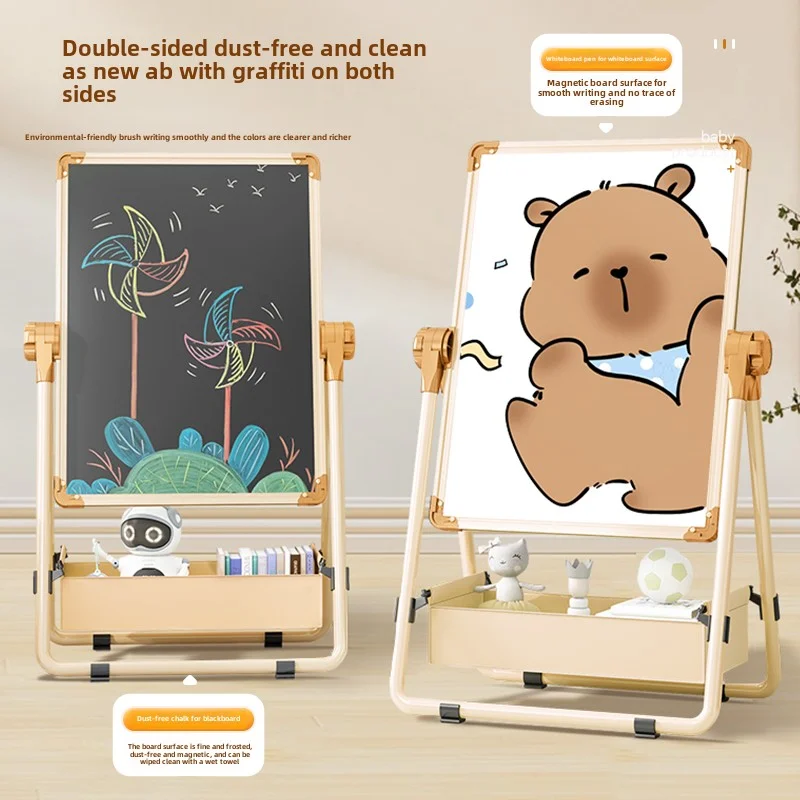 لوحة رسم للأطفال، تعليم مغناطيسي على الوجهين للأطفال، حامل سبورة صغير للمنزل، جرافيتي ملون، كتابة قابلة للمسح مع #5