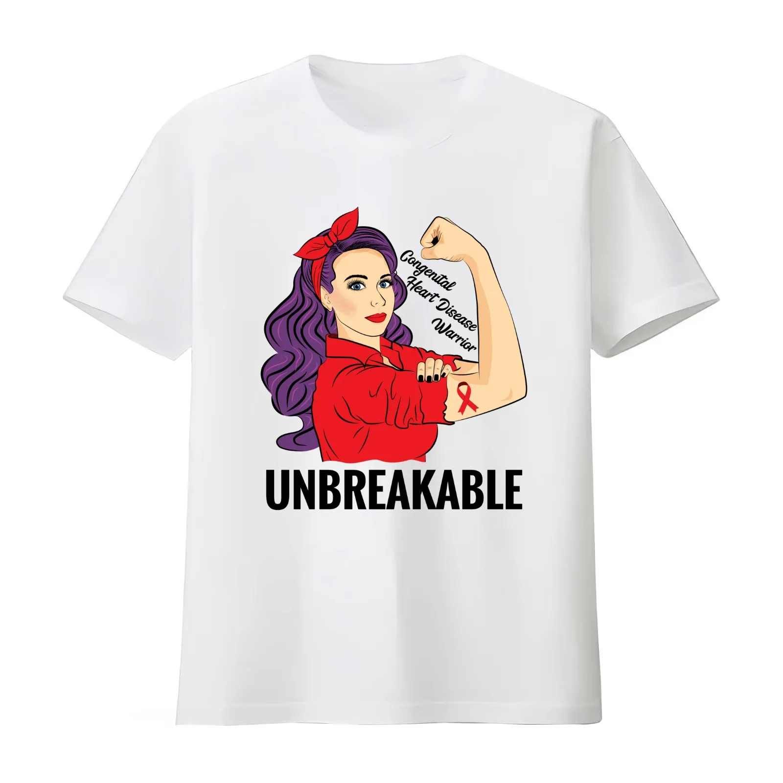 Congenital Heart Disease Shirt Awareness Warrior Unbreakable T-Shirt Summer Casual Cotton Tee Oversized Streetwear Tops