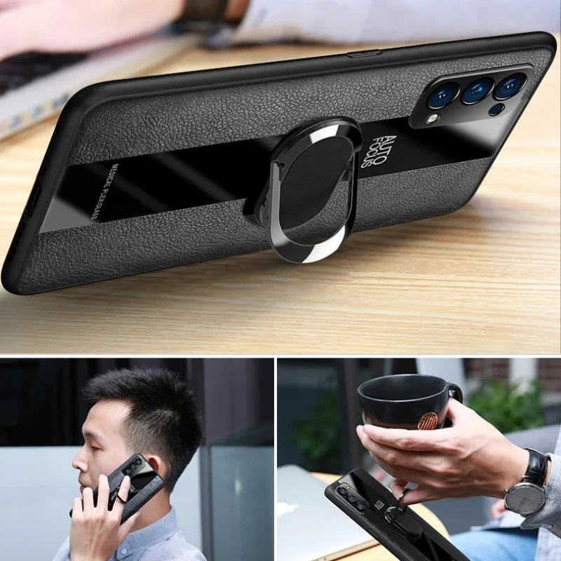 Para realme 12 pro plus capa de telefone com anel magnético de couro liso para realme12 realmme 12pro + capa de proteção de lente escudo protetor