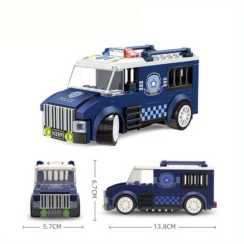 99 pièces ville Police voiture jouets blocs de construction Kit Puzzle jouets bleu cadeau Police série voiture enfants briques joyeux cadeau