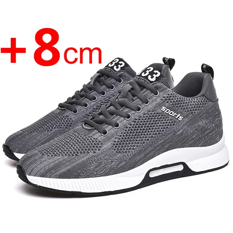 Men Sneakers Elevator Shoes Hidden Heels Breathable Heightening Shoes for Men Increase Insole 6CM Sports Casual Height Shoes