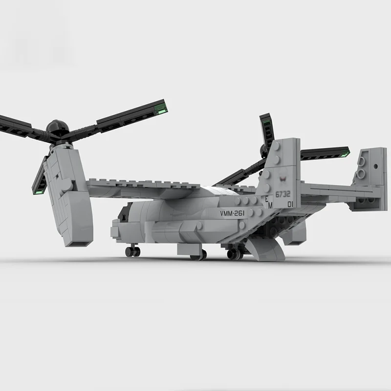 

Military Fighter Moc Building Bricks Modular 1:72 Scale V-22 Osprey Model Technology Blocks Christmas DIY Toy Construction Gift