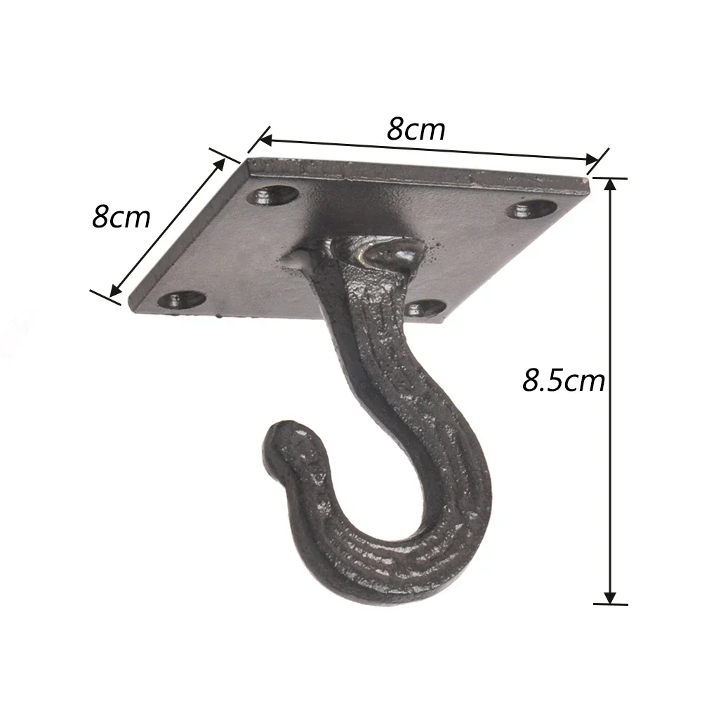 Heavy Duty Cast Iron Ceiling Hooks Hanger Retro Square Base 8*8cm Hanging Clothes Fan Light Outdoor Garden Plant Pot Garage Tool