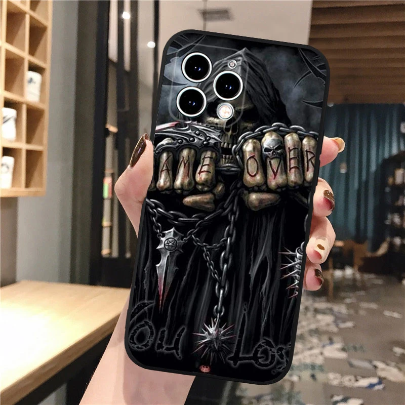 Phone Case For iphone 16 15 14 Pro Max 16 15 14 13 12 Pro 15Plus iphone 11 Skull Skeleton Woman Case Funda