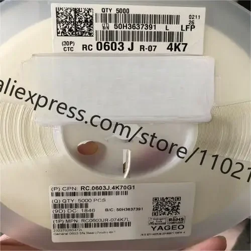 1000~5000PcsRC0603JR-074K7L Thick Film Resistor - SMD 4.7 kOhms 100 mW 0603 5% Free Shiping