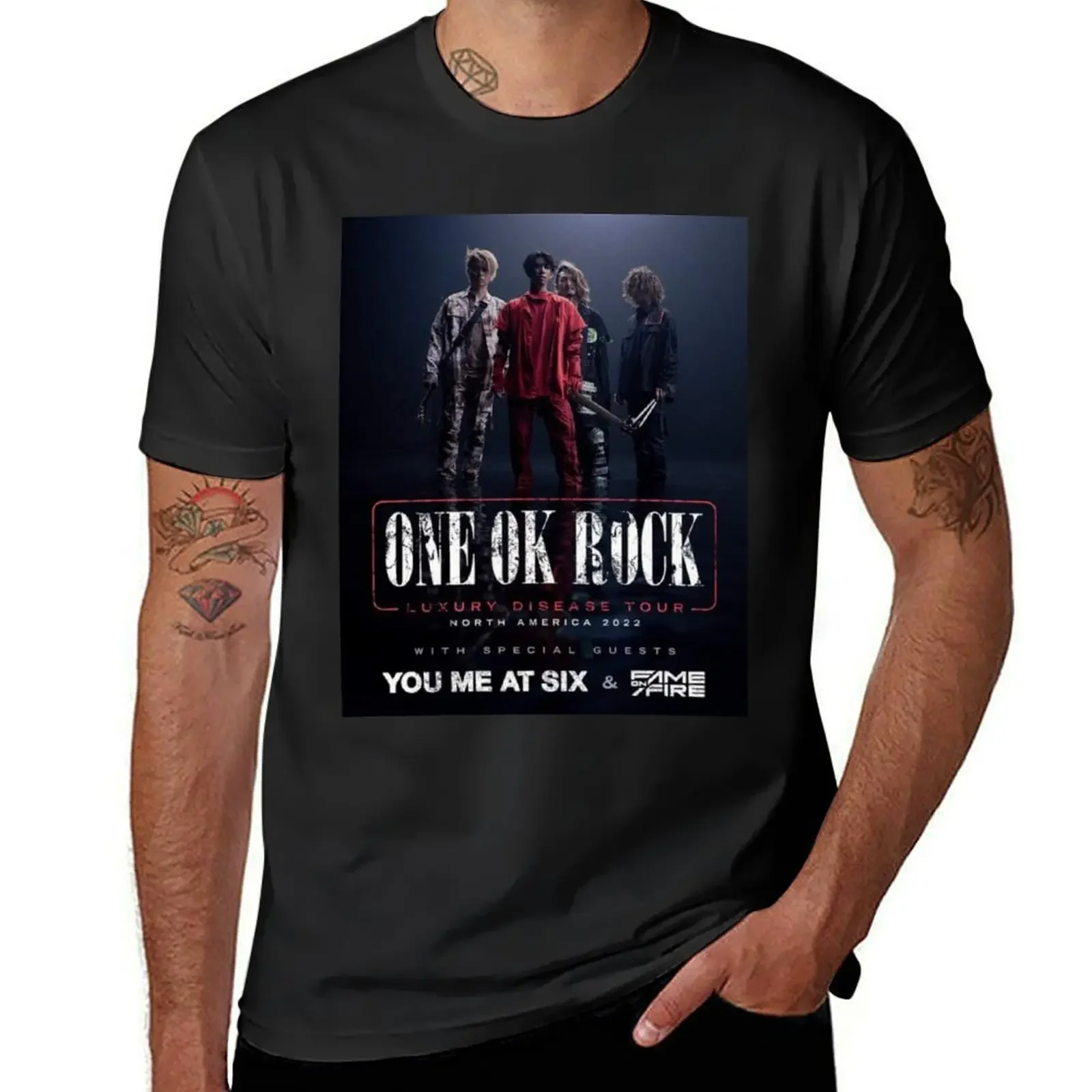 

One OK Rock Luxury Disease 2022 Tour Album Concert T-Shirt funnys blacks designer t shirt men heavyweight fashion Round Neck new