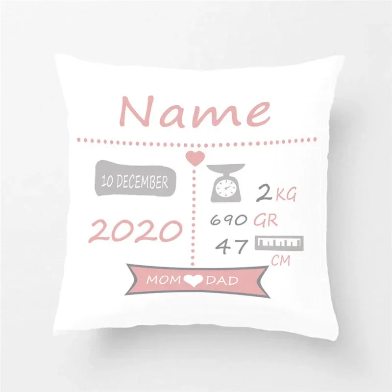 

Baby Birth Gift Pillow Cases Personalized Birth Stats Pillow Cover Nursery Pillow New Baby Cushion Cover Children Birthday Gift