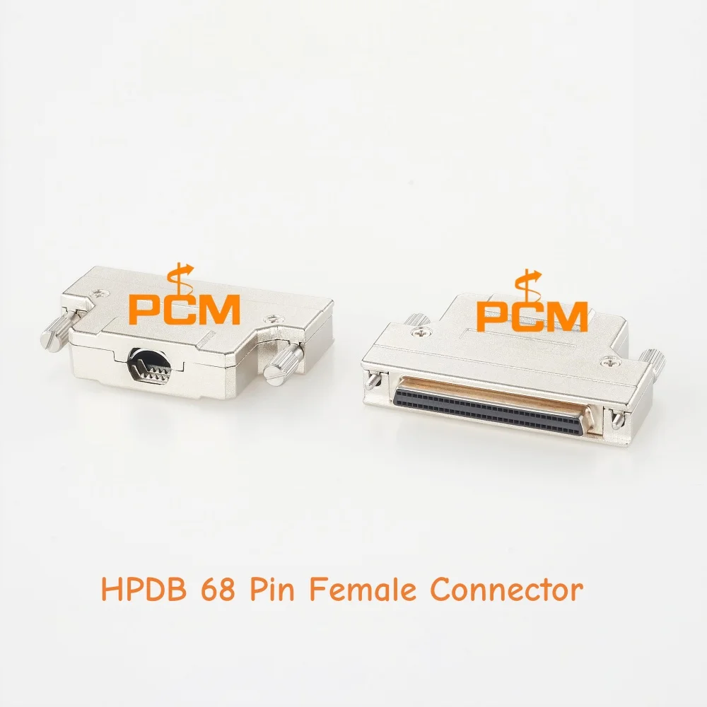 HPDB 68 Pin Female Connector Solder Type Zinc Alloy Shell High Density Plug For Industrial Cable Assembly Interface