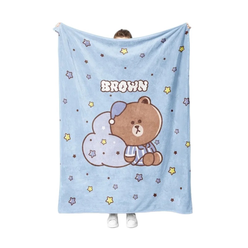 Line Friends Brown Cony Decke, hoher Farbwert, Animation, Cartoon, Digitaldruck, für Zuhause, niedlich, weich, warm, Klimadecke – Detail 6