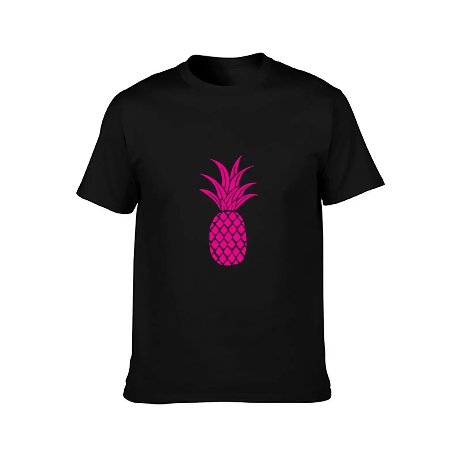 Bright Pink Pineapple T-Shirt Basic Simple Casual Short Sleeve Tee