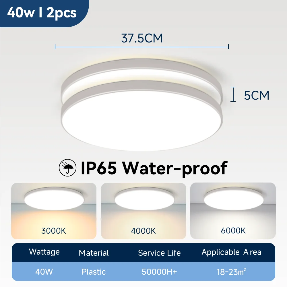 Waterdichte Badkamer Lamp Plafond Led Plafondverlichting 18W 30W 40W Ronde Led Plafondlamp Voor Keuken woonkamer Toilet Kamer 220V