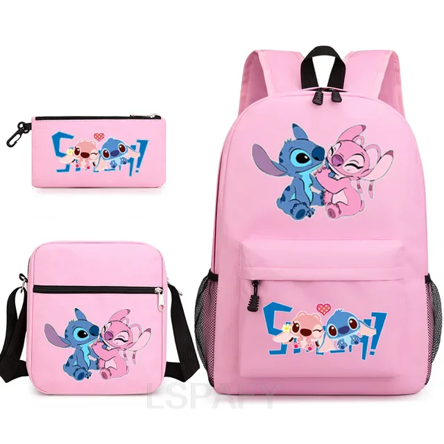 Lilo Stitch Cartoon School Bags Girls Boys 3pcs Simple Light Students Laptop Backpack Kids Travel Mochilas With Shoulder Bag