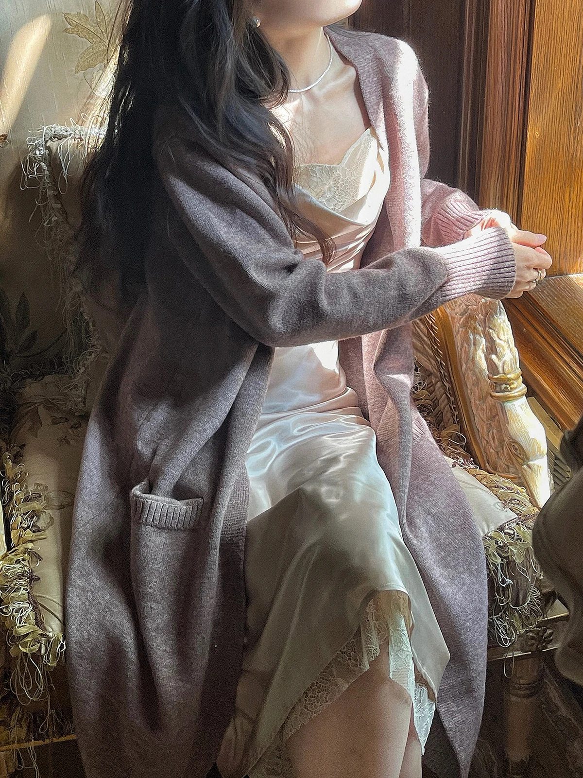 

Ladies Thiened Loose Knitted Open Cardigan Spring New Sle Korean Retro Lazy Sle Long Sve V-Ne Coat for Women