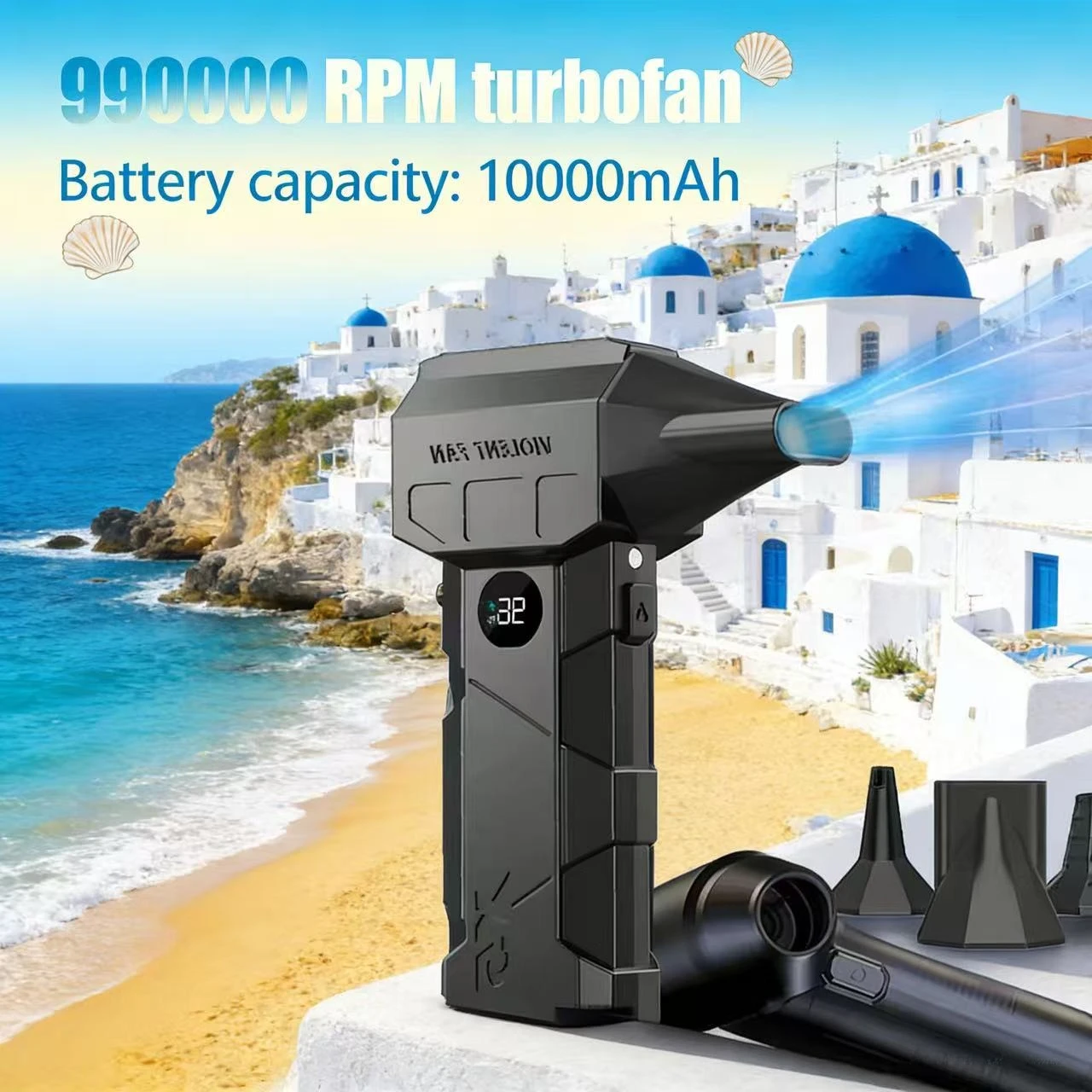690000 دورة في الدقيقة منفاخ هواء قوي توربو منفاخ نفاث محرك بدون فرشاة مروحة تربو سرعة الرياح 75 متر/الثانية 10000 مللي أمبير مع شاشة LED منفضة هواء