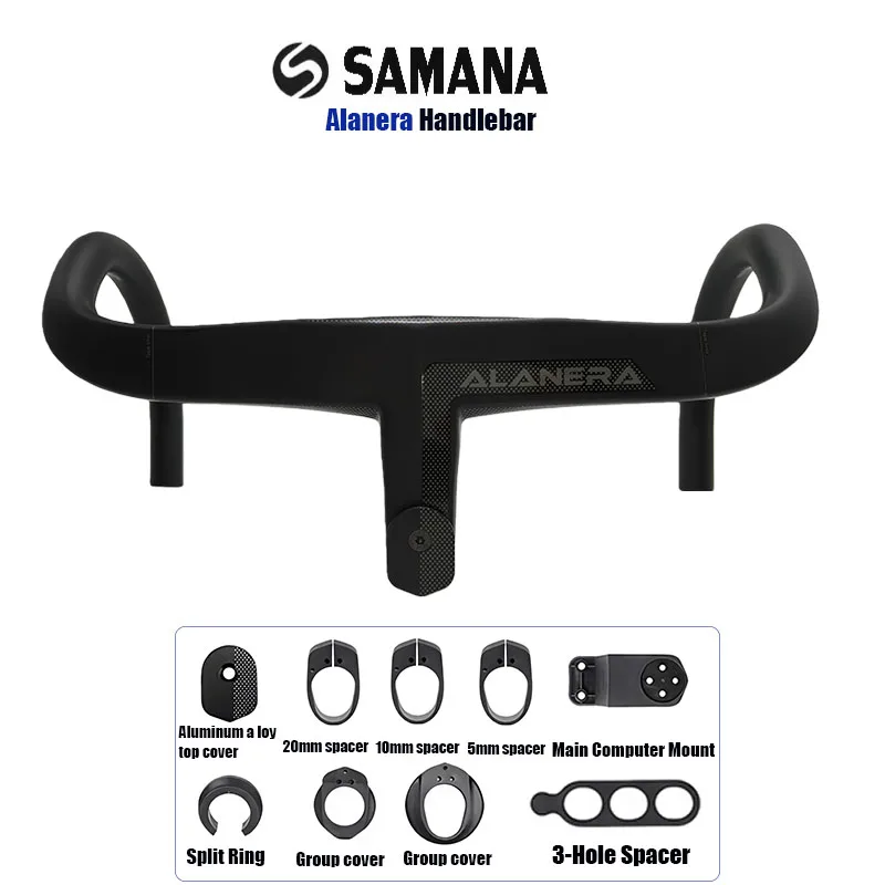 Manillar de carretera de carbono Samana 2025 Alanera, dirección de horquilla integrada súper ligera de 28,6 mm, compatible con espaciadores, manillar pintado