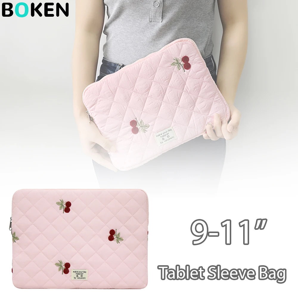 Stickerei-Tablet-Hülle für iPad Xiaomi HuaWei Pad 5/6 Pro, 9-11 Zoll rosa Kirschblüten-Tablet-Hülle für Reisen und Schule
