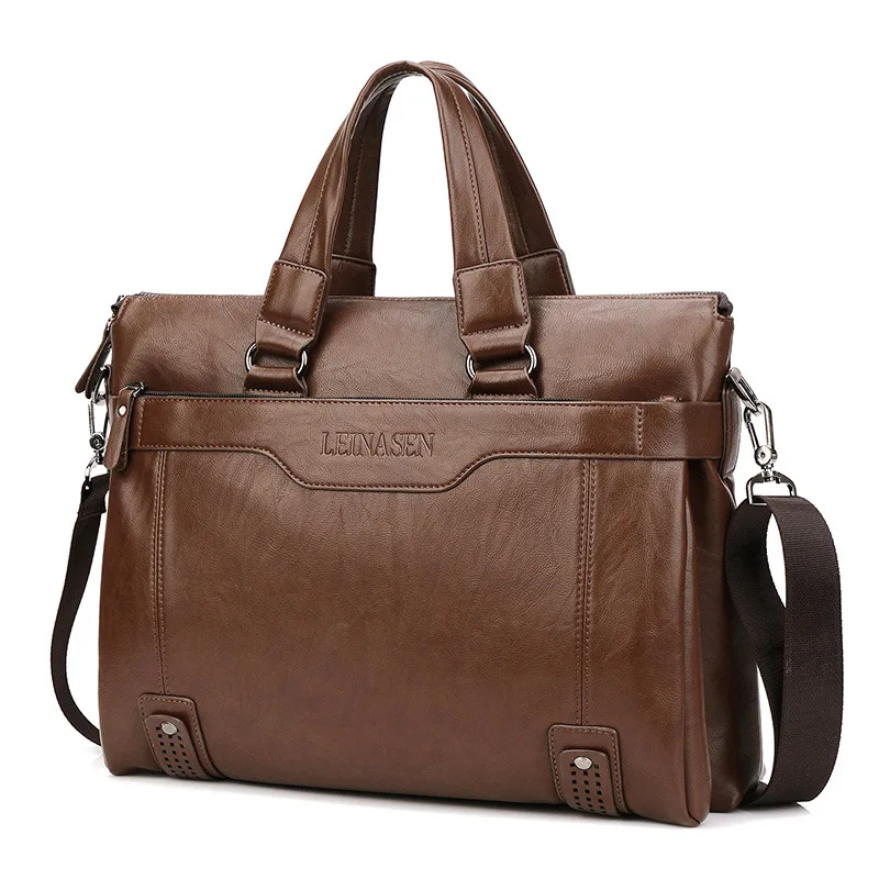 High-quality Brand Men's Briefcase Fashion PU Leather Laptop Bag Business Casual Men's Shoulder Bag Large Capacity Crossbody Bag