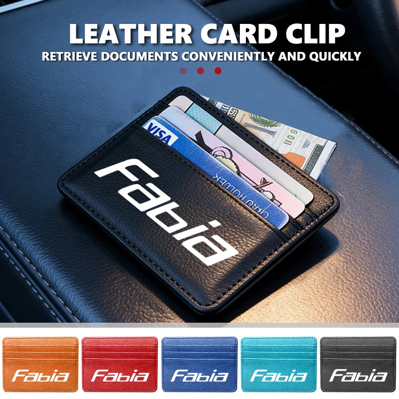 Durable Leather Car Card Holder Multi Slot Interior Accessories For Skoda Rapid Kodiaq Karoq Fabia Kamiq Fabia MK3 Roomster
