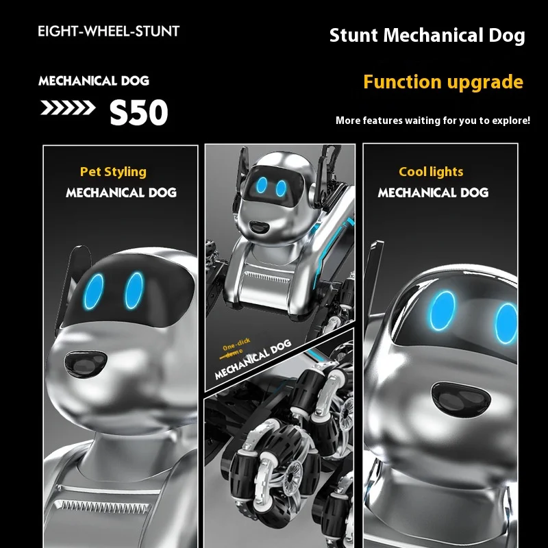لعبة كلب ميكانيكية مزدوجة التحكم بثمانية عجلات، لعبة ذكية للتحكم عن بعد للأطفال، تشوه تسلق كهربائي اصطناعي