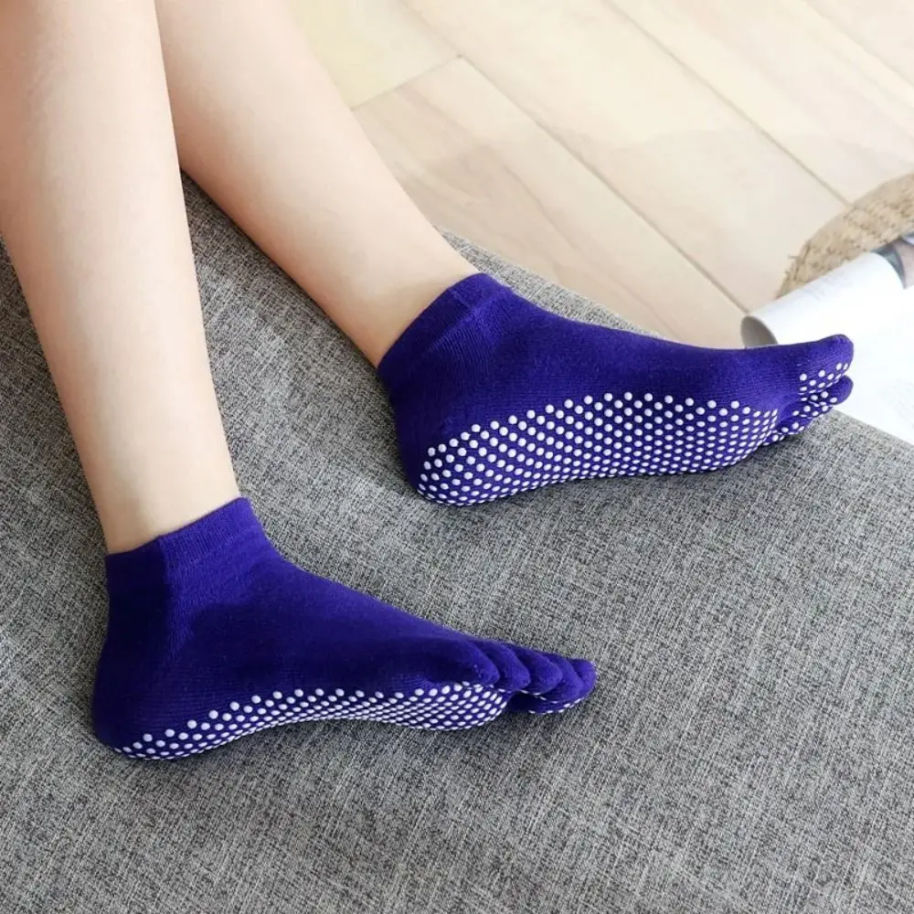 Cotton Woman Korean Socks Sweat-absorbing Split-toed Dot Silicone Floor Socks Breathable Deodorant Five Finger Hosiery Sport