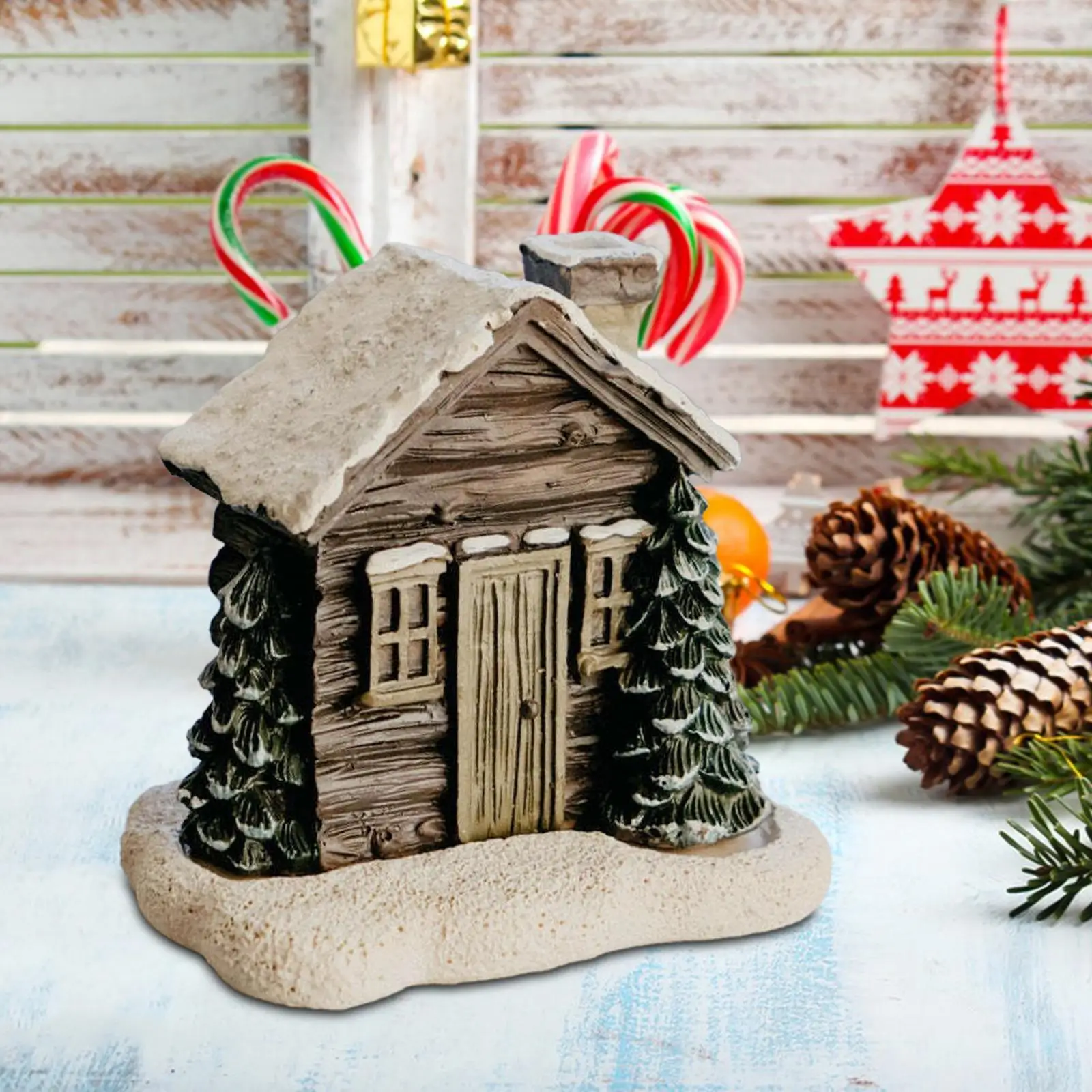

Resin Miniature Cabin Incense Holder Cone Burner Box Christmas Decor for Home Office and Holiday Parties