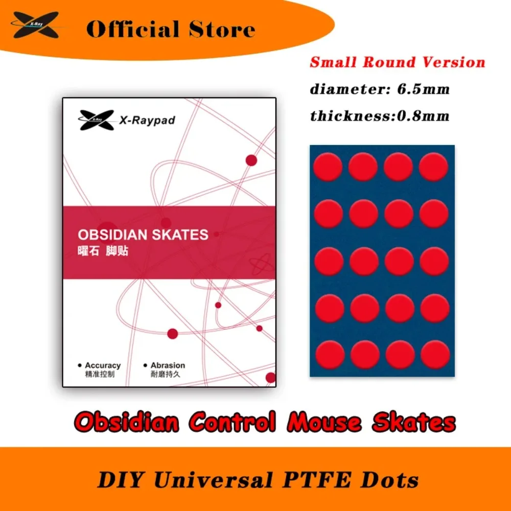 Obsidian X-Raypad Mouse Skates Universal 6.5mm Dots Donuts 0.9mm Balanced Control Mouse Feet Pad Glass Foot Pad