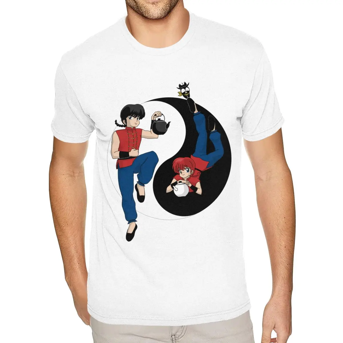 

Футболка с короткими рукавами и круглым вырезом из органического хлопка Ranma 1 2, Nibun-no-Ichi, модные футболки для него и для нее S