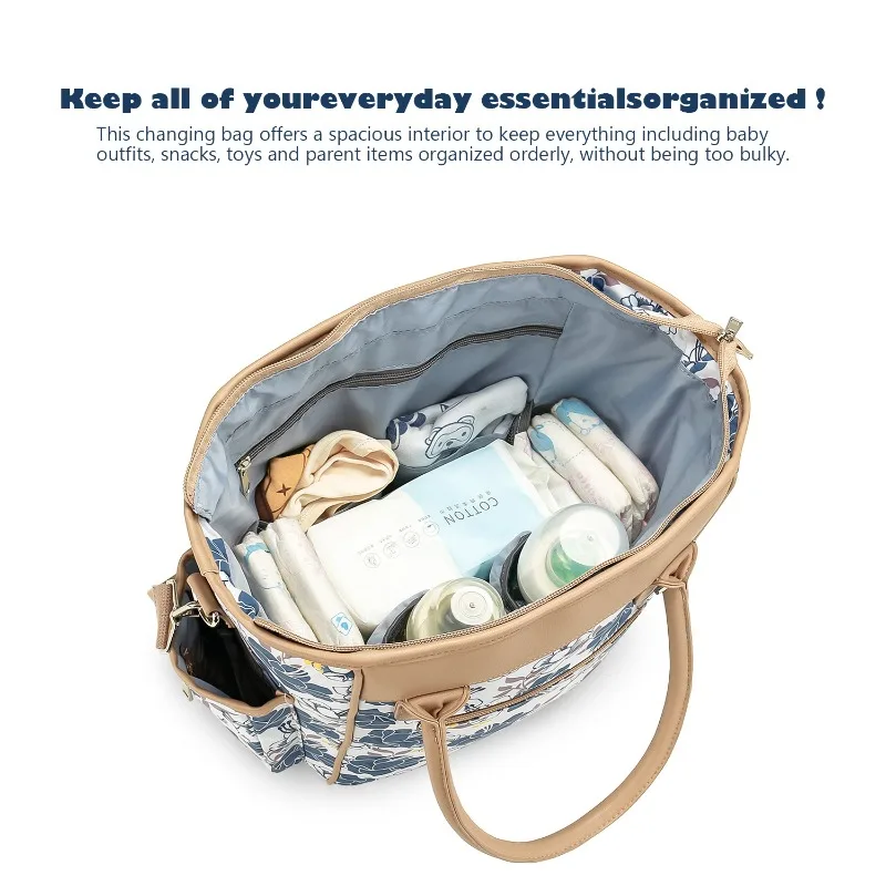 حقيبة أمي مطبوعة متعددة الوظائف، حقيبة أمي بكتف واحد، حقيبة مقاومة للماء للأطفال والأم