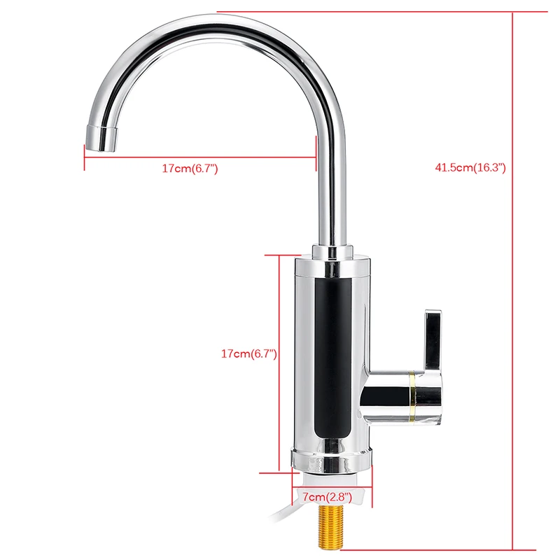 3000W Electric Kitchen Water Heater Faucet Tap Instant Hot Water Cold Heating Faucet Tankless Water with LED Digital Display