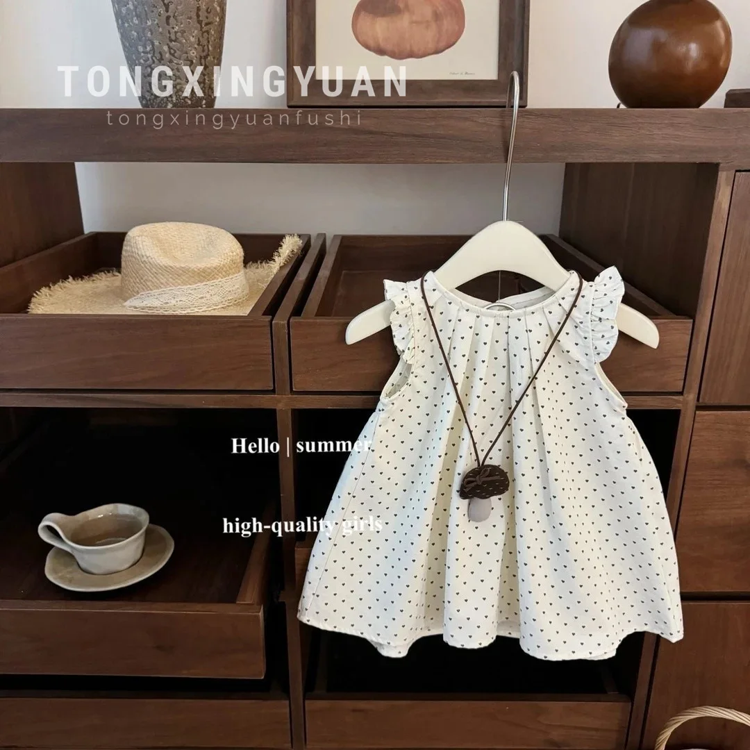 

Cute Korean Children's Clothing Baby Girl Summer New Polka Dot Flying Sleeves Foreign Style Vest Princess Dress